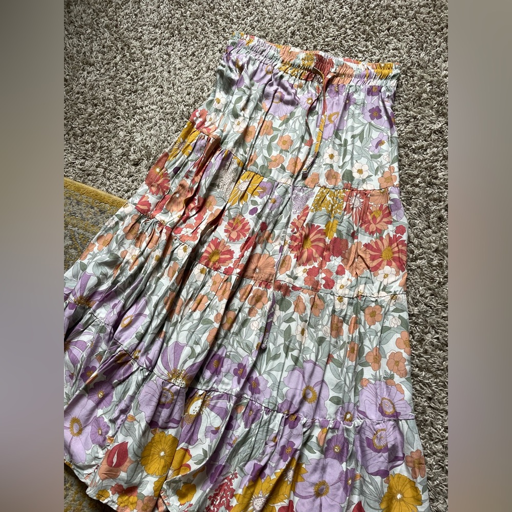 Floral boho midi skirt